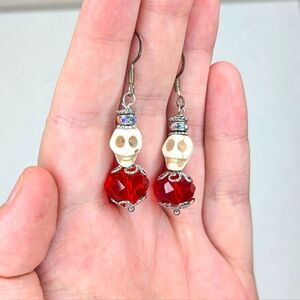 Red Skull Crystal Earrings